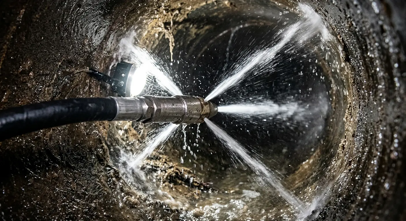 High-pressure hydro jetting nozzle cleaning sewer pipe for Storm Drain Cleaning in Wood River